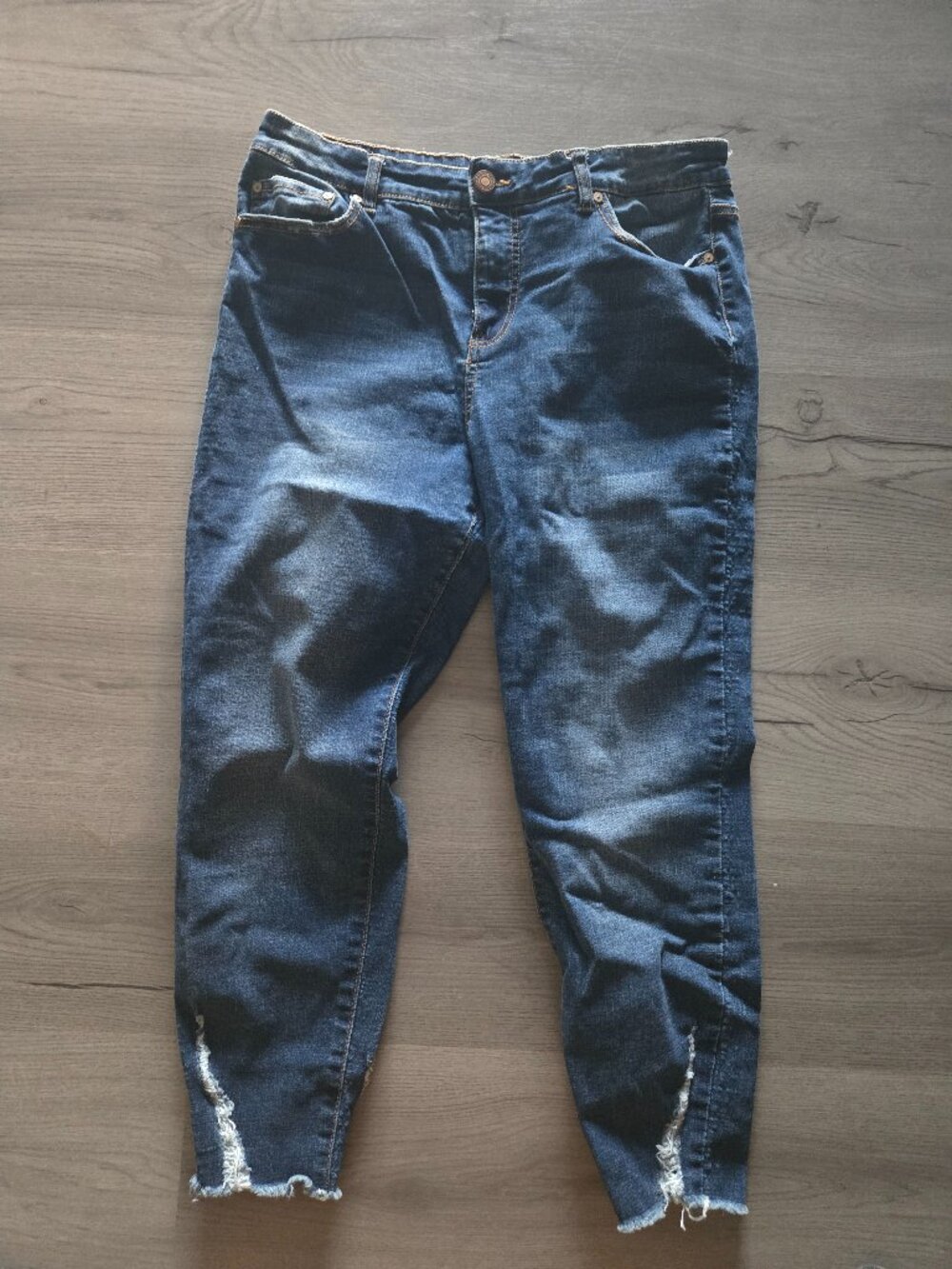Indigo Rein Size 15 Distressed Skinny Jeans – Raw Hem Dark Wash
